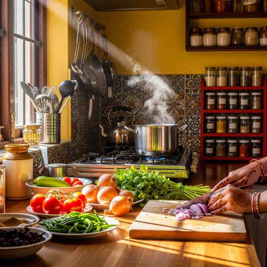 Keuken met voorbereide ingrediënten voor de komende week